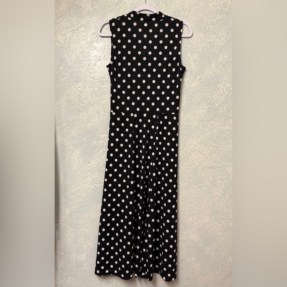 Jones New York Black and White polkadot V-Neck Maxi Dress - Picture 3 of 15